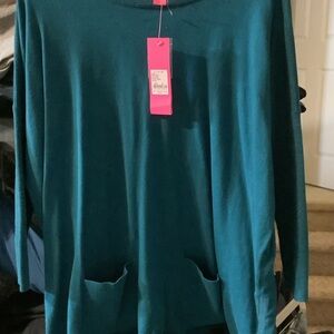 Lilly Pulitzer Teal Crew Neck cobo‎ Sweater, inky tidal, XS, new